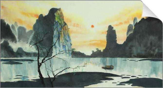 Paintings on canvas Chinese painting boat on the river