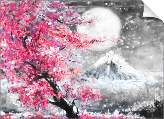 Картины на холсте Japanese landscape with cherry blossoms