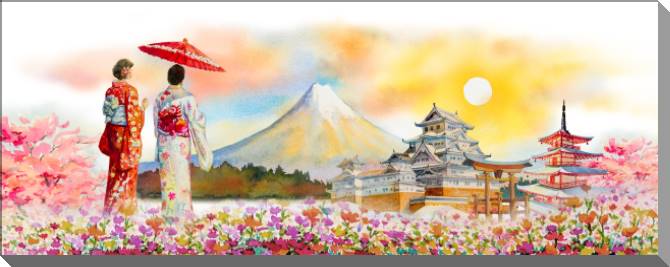 Купить и печать на заказ Картины на пластике, пеноркартоне Путешествие на гору Фудзияма