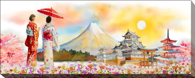 Купить и печать на заказ Картины Путешествие на гору Фудзияма