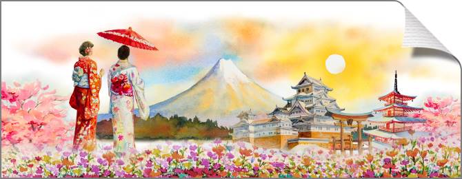 Купить и печать на заказ Картины на холсте Путешествие на гору Фудзияма