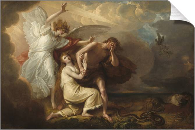 Картины на холсте The expulsion of Adam and eve from Paradise (Benjamin West)