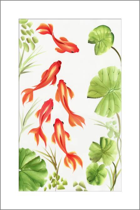 Paintings, photos from Passepartout Fish in the pond watercolor