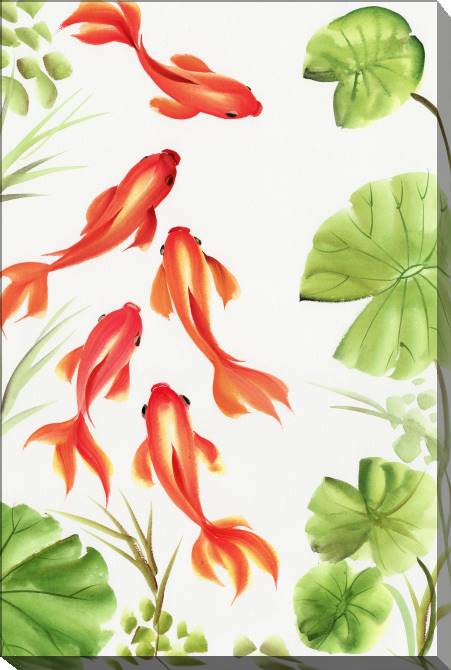 Paintings on canvas Fish in the pond watercolor