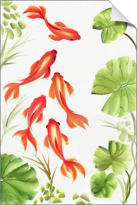 Купить и печать на заказ Картины на холсте Рыбки в пруду акварель