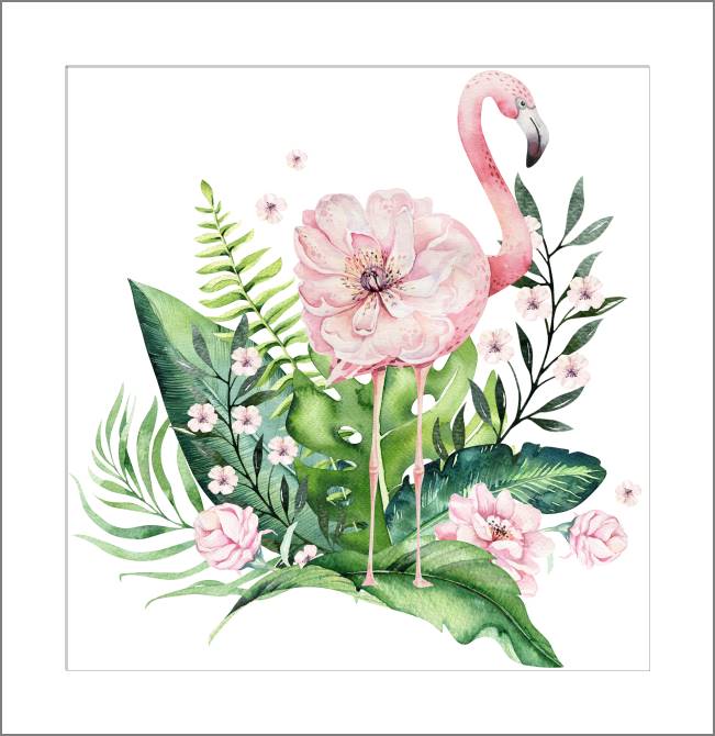 Paintings, photos from Passepartout Flamingos and tropical leaves