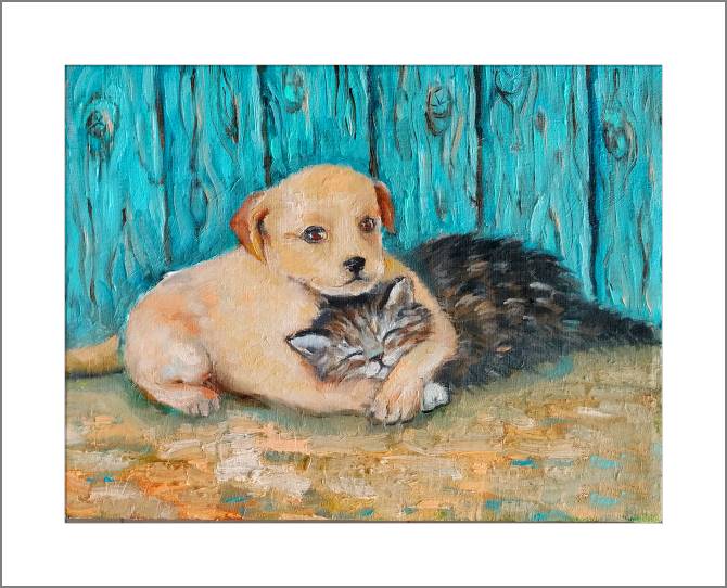 Paintings, photos from Passepartout Kitten and puppy