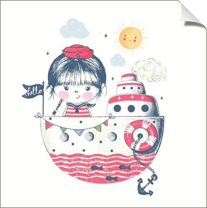 Купить и печать на заказ Картины на холсте Девочка в кораблике