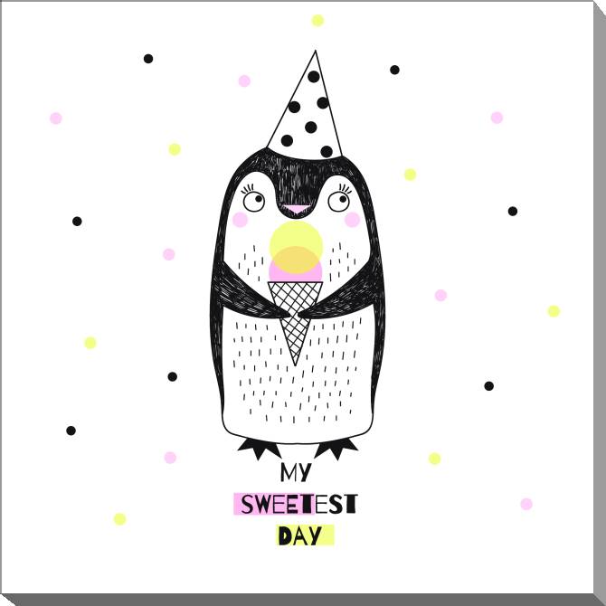 Купить и печать на заказ Картины на холсте Пингвинчик с мороженым