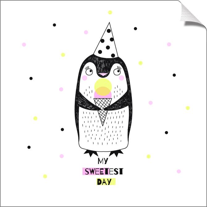 Купить и печать на заказ Картины на холсте Пингвинчик с мороженым