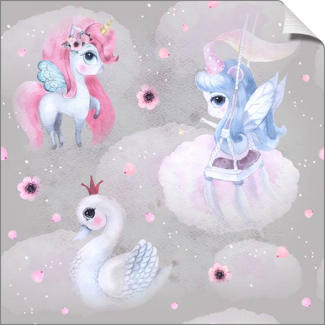 Купить и печать на заказ Картины на холсте Единорог, фея и лебедь