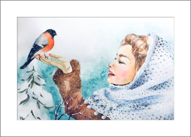 Paintings, photos from Passepartout Girl and bullfinch