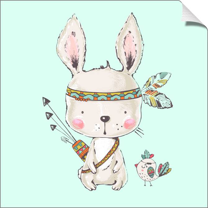 Купить и печать на заказ Картины на холсте Зайчик-индеец