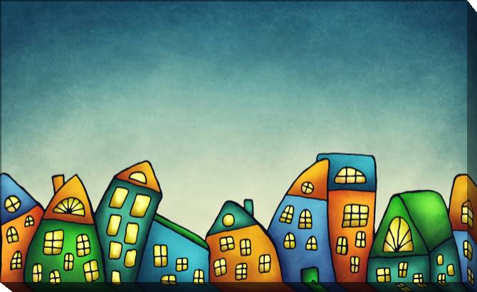 Купить и печать на заказ Картины на холсте Красочные дома