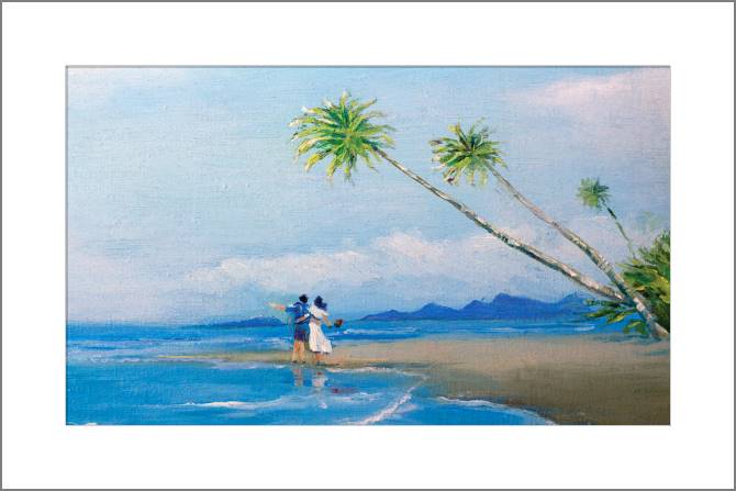 Paintings, photos from Passepartout Couple on deserted beach