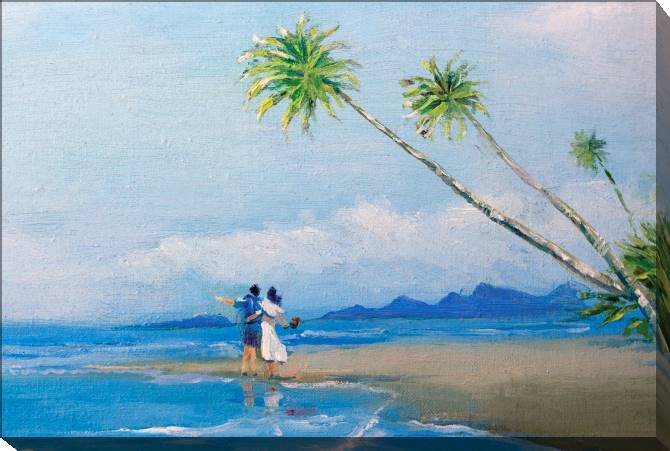 Paintings on canvas Couple on deserted beach