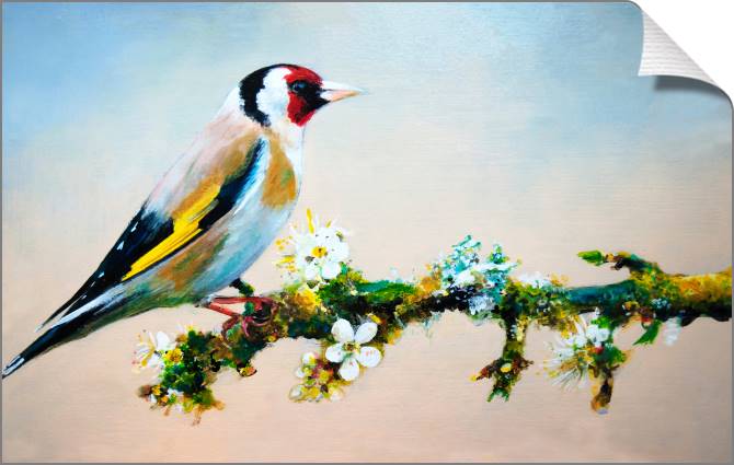 Купить и печать на заказ Картины на холсте Птица на ветке сакуры