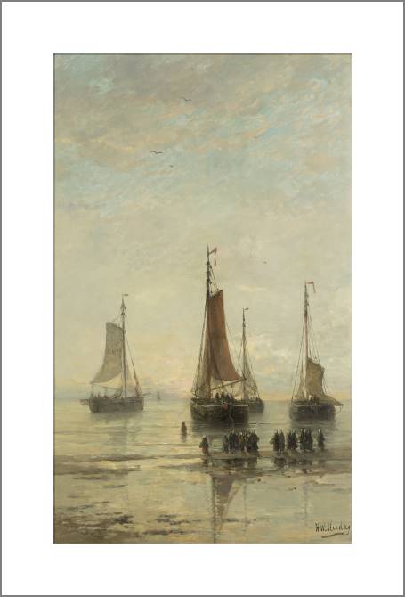 Paintings, photos from Passepartout Bluff-Bowed Boats at Anchor Scheveningen (Hendrik Willem Mesdag)