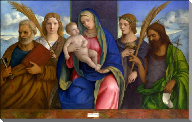 Купить и печать на заказ Картины на пластике, пеноркартоне Мадонна с младенцем и святыми