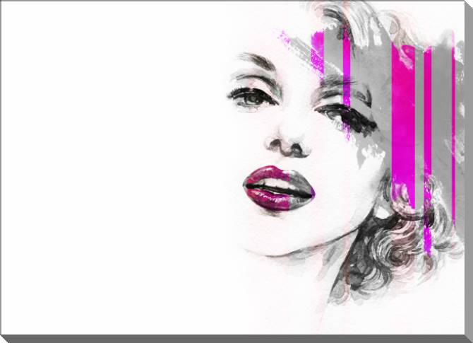 Купить и печать на заказ Картины на пластике, пеноркартоне Портрет Монро акварелью