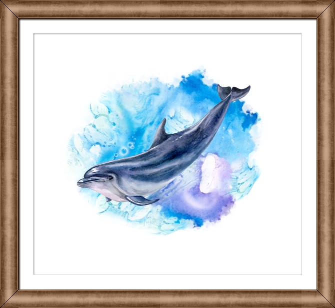 Купить и печать на заказ Репродукции картин Акварельный дельфин