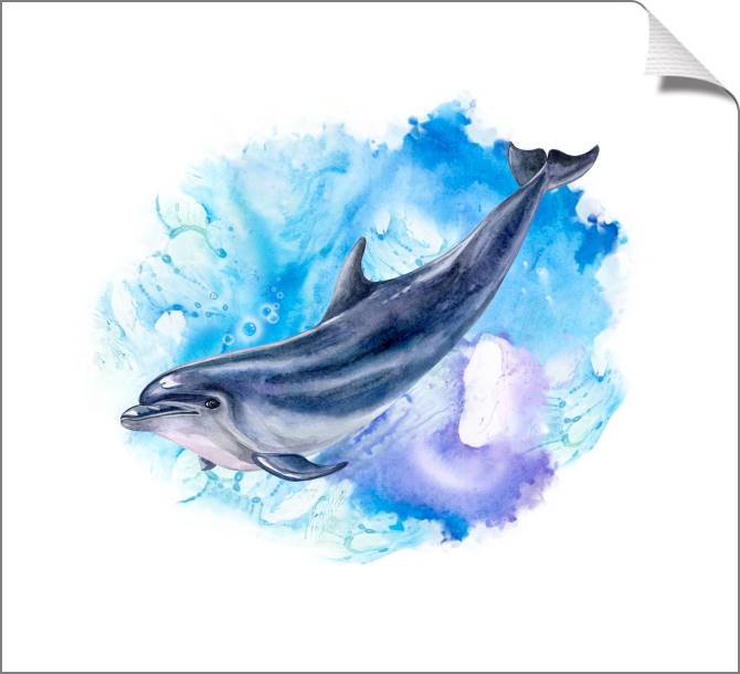 Купить и печать на заказ Картины на холсте Акварельный дельфин