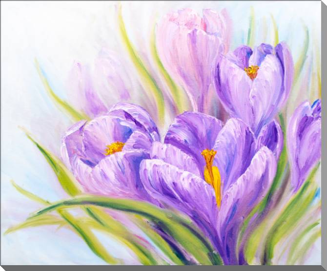 Купить и печать на заказ Картины на пластике, пеноркартоне Крокусы живопись