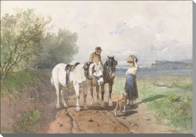 Купить и печать на заказ Картины на пластике, пеноркартоне Беседа на проселочной дороге