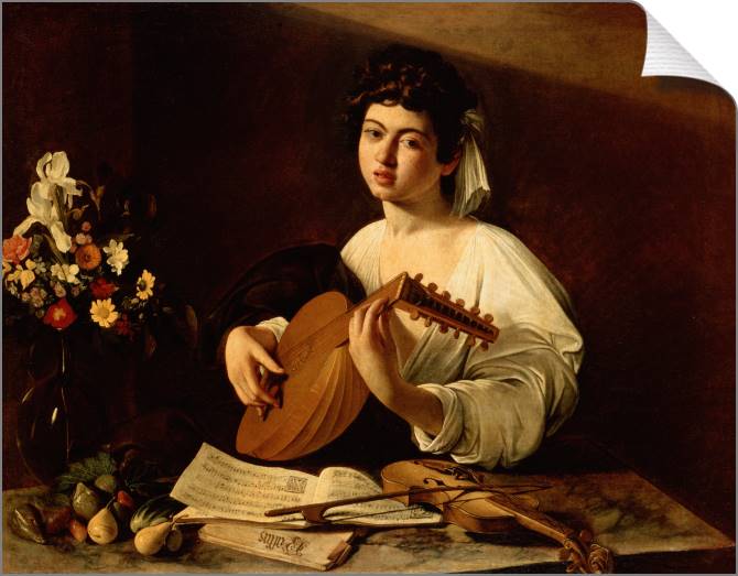 Купить и печать на заказ Картины на холсте Лютнист (Юноша с лютней)