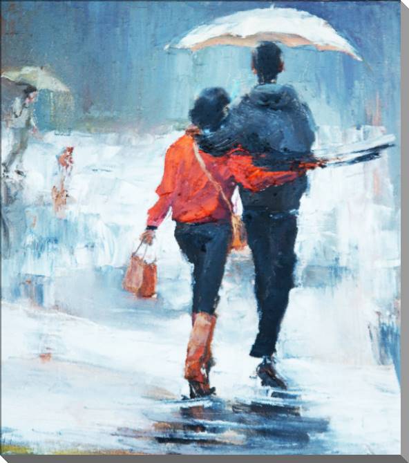 Купить и печать на заказ Картины на пластике, пеноркартоне Романтика под дождем