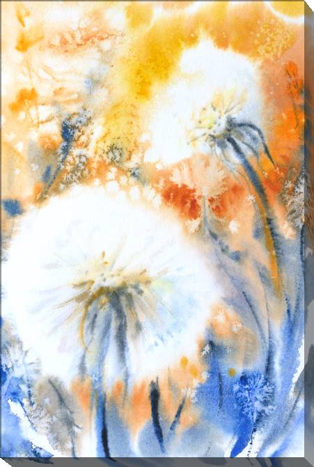 Купить и печать на заказ Картины на холсте Одуванчики акварельные