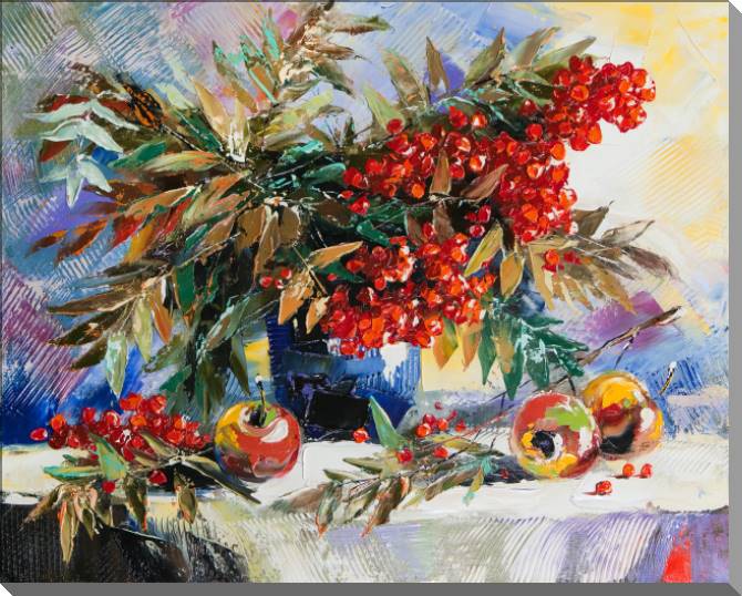 Купить и печать на заказ Картины на пластике, пеноркартоне Натюрморт с рябиной