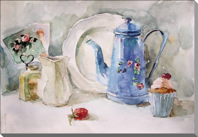 Купить и печать на заказ Картины на пластике, пеноркартоне Нежный натюрморт с пирожным