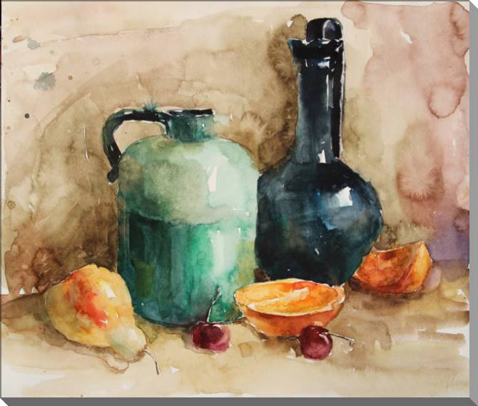 Купить и печать на заказ Картины на пластике, пеноркартоне Натюрморт акварельный с фруктами