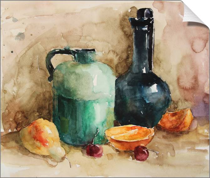 Купить и печать на заказ Картины на холсте Натюрморт акварельный с фруктами