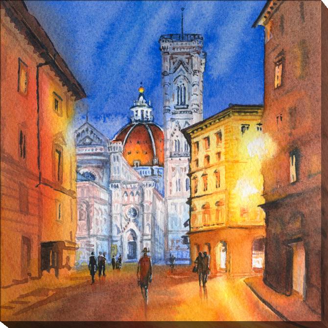 Paintings on canvas Watercolour sketch of the Cathedral of Santa Maria del Fiore