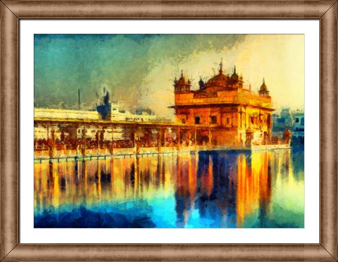Paintings on canvas The Golden temple in Amritsar, India