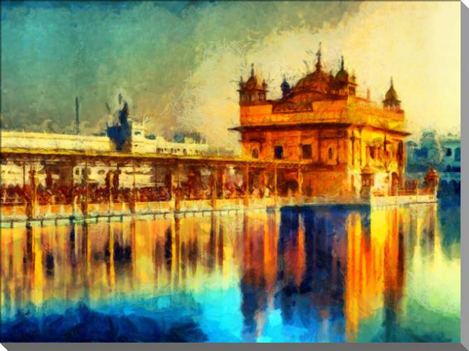 Купить и печать на заказ Картины на пластике, пеноркартоне Золотой храм в Амритсаре, Индия