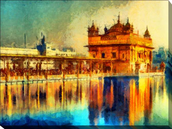 Paintings on canvas The Golden temple in Amritsar, India