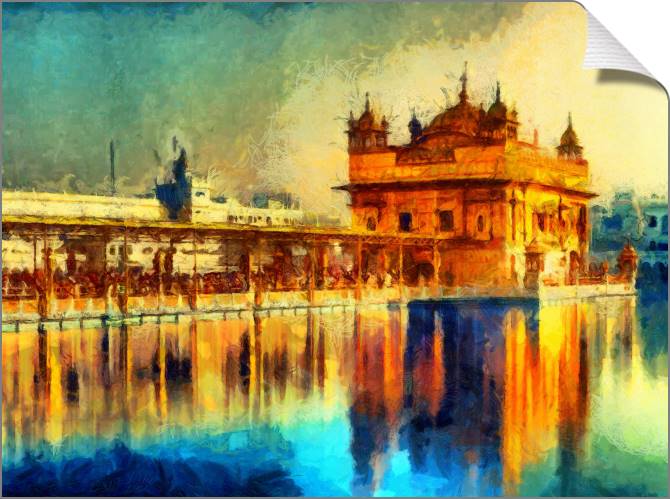 Купить и печать на заказ Картины на холсте Золотой храм в Амритсаре, Индия