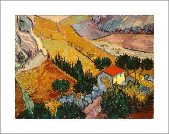 Paintings, photos from Passepartout Landscape with house and Plowman (Vincent van Gogh)