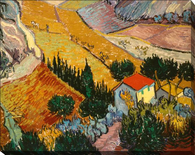 Paintings on canvas Landscape with house and Plowman (Vincent van Gogh)
