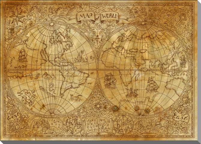 Купить и печать на заказ Картины на пластике, пеноркартоне Винтажная древняя карта