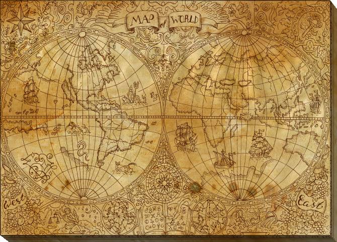 Paintings on canvas Vintage ancient map