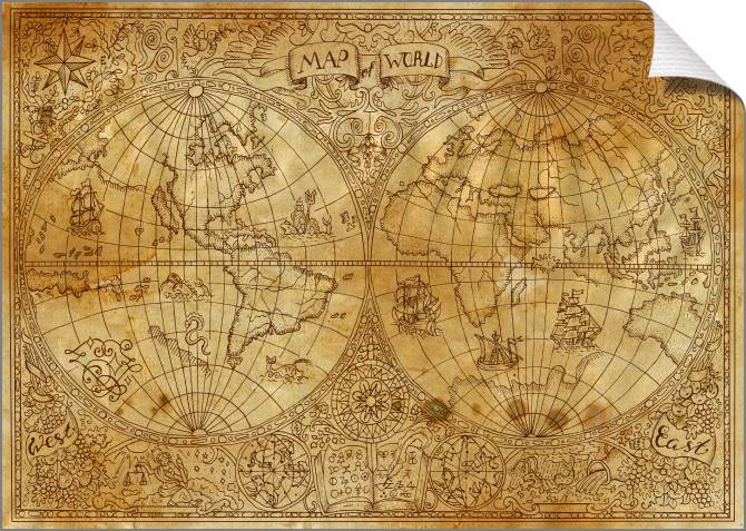 Купить и печать на заказ Картины на холсте Винтажная древняя карта