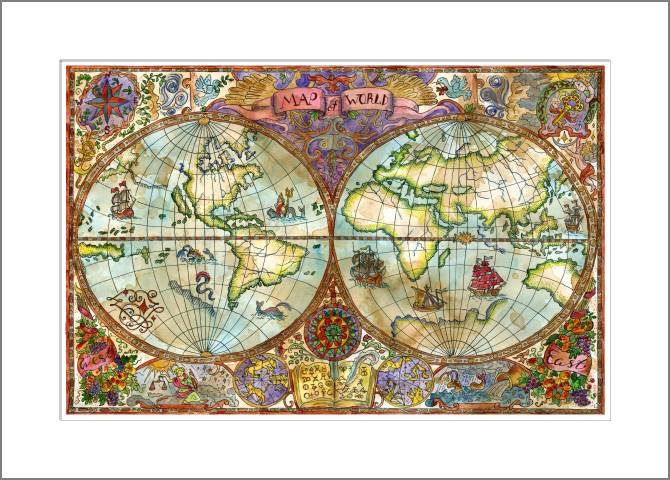 Paintings, photos from Passepartout Vintage ancient map color