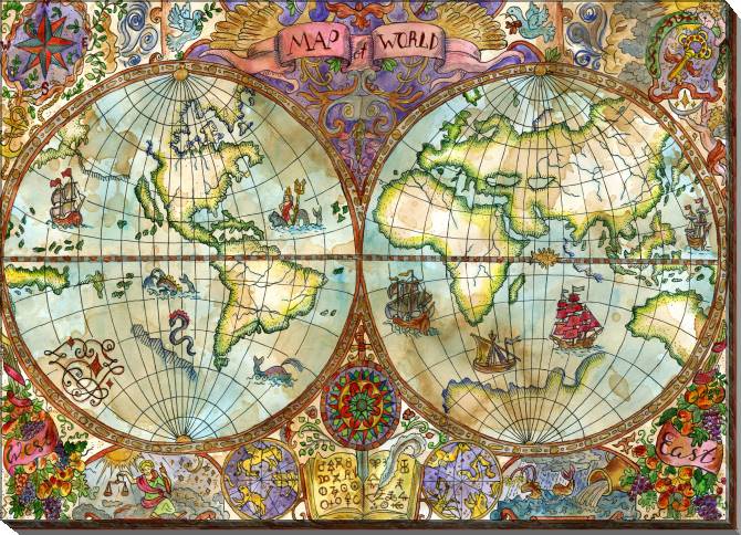 Картины на подрамнике Vintage ancient map color