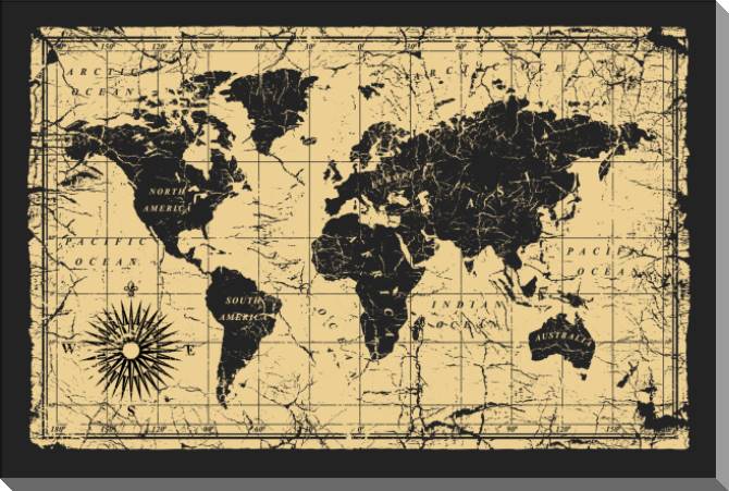 Купить и печать на заказ Картины на пластике, пеноркартоне Винтажная карта мира