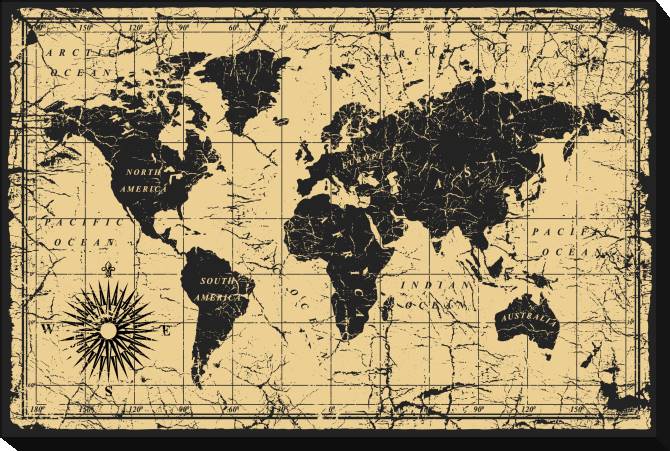 Paintings on canvas Vintage map of the world