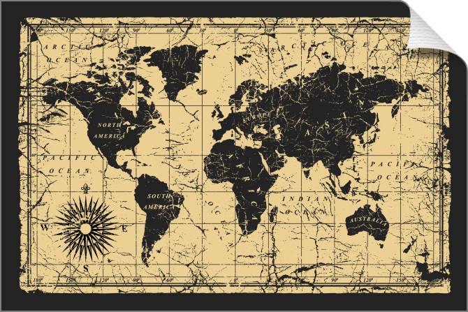 Купить и печать на заказ Картины на холсте Винтажная карта мира
